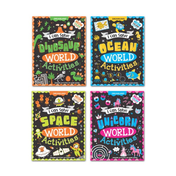 I Can Solve Activities Pack- A Set of 4 Books – I Can Solve Activity Book for Kids Age 4- 8 Years | With Colouring Pages, Mazes, Dot-to-Dots